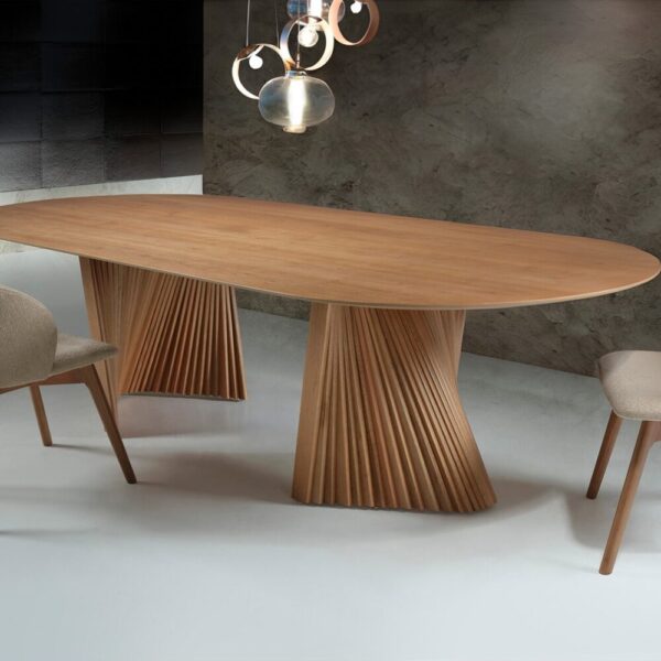 Mesa Ágata 2 Torres (Amêndoa/T.Laminado Meia Circunferência)