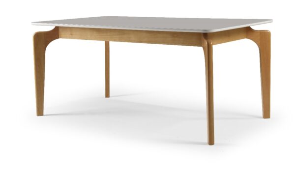 Mesa Safira Tampo de Vidro Retangular (Amêndoa/Vidro Off White/Canto Reto) - Image 2