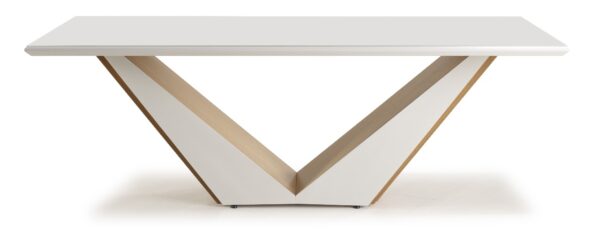 Mesa Topázio Tampo de Vidro Retangular (Amêndoa/Vidro Off White/Canto Reto) - Image 3
