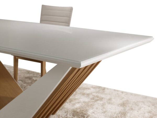 Mesa Topázio Tampo de Vidro Retangular (Amêndoa/Vidro Off White/Canto Reto) - Image 2