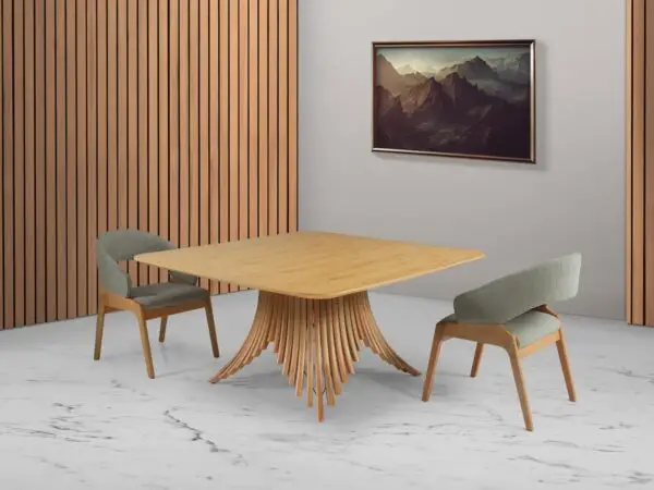 Mesa Rubi Quadrada (Amêndoa/Laminado/Canto Garrafa)